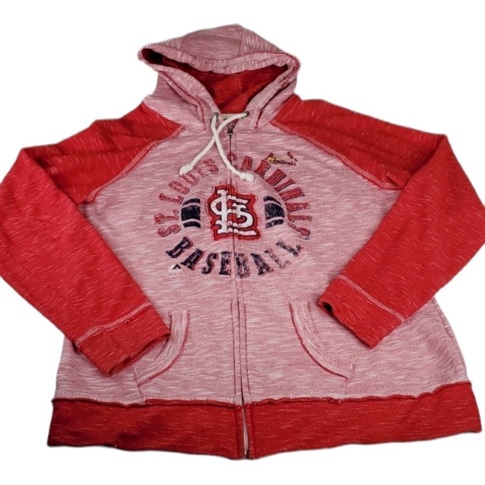 ST LOUIS CARDINALS Vintage Style STL ZIP HOODIE HOODED red SWEATSHIRT LARGE L